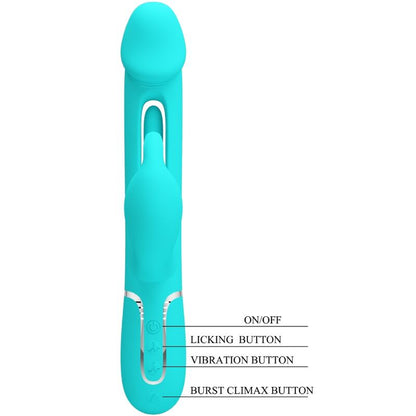 PRETTY LOVE - KAMPAS RABBIT 3 IN 1 MULTIFUNCTION VIBRATOR WITH TONGUE AQUA GREEN - 3
