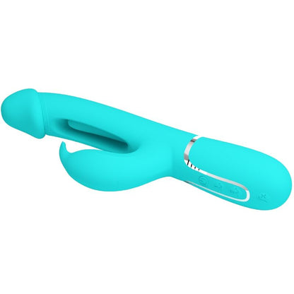 PRETTY LOVE - KAMPAS RABBIT 3 IN 1 MULTIFUNCTION VIBRATOR WITH TONGUE AQUA GREEN - 5