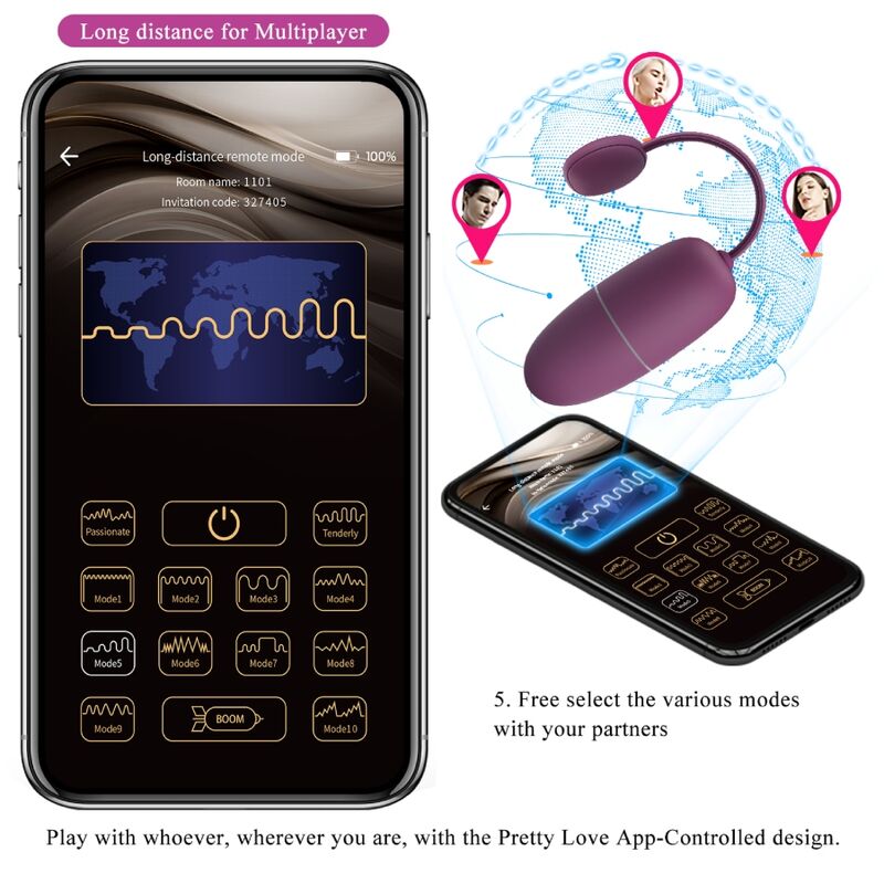 PRETTY LOVE - NYMPH APP CONTROLLED VIBRATING EGG LILA