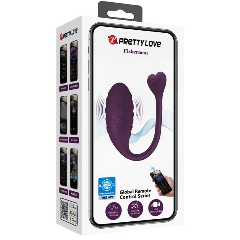 PRETTY LOVE - FISHERMAN APP CONTROLLED VIBRATING EGG PURPLE