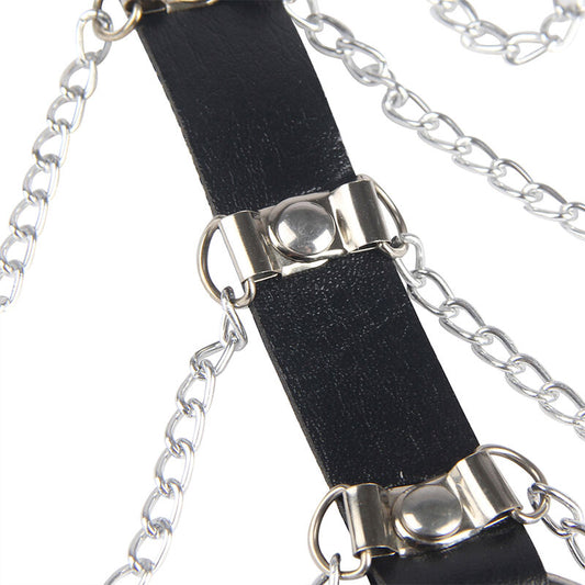 SUBBLIME - CHEST HARNESS LEATHER CHAINS BLACK ONE SIZE - 1