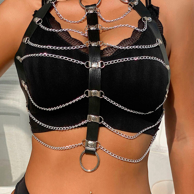 SUBBLIME - BLACK LEATHER CHAINS CHEST ONE SIZE