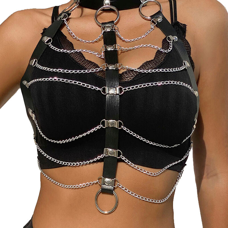 SUBBLIME - BLACK LEATHER CHAINS CHEST ONE SIZE