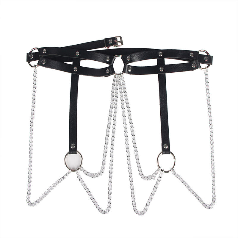 SUBBLIME - LEATHER RING CHAINBELT BLACK ONE SIZE - 6