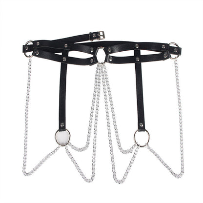 SUBBLIME - LEATHER RING CHAINBELT BLACK ONE SIZE - 6