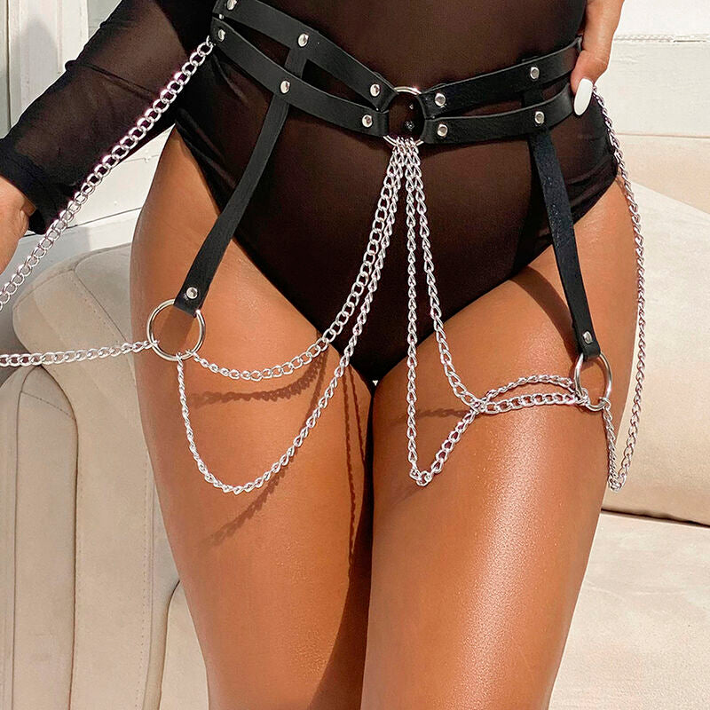 SUBBLIME - LEATHER RING CHAINBELT BLACK ONE SIZE - 5