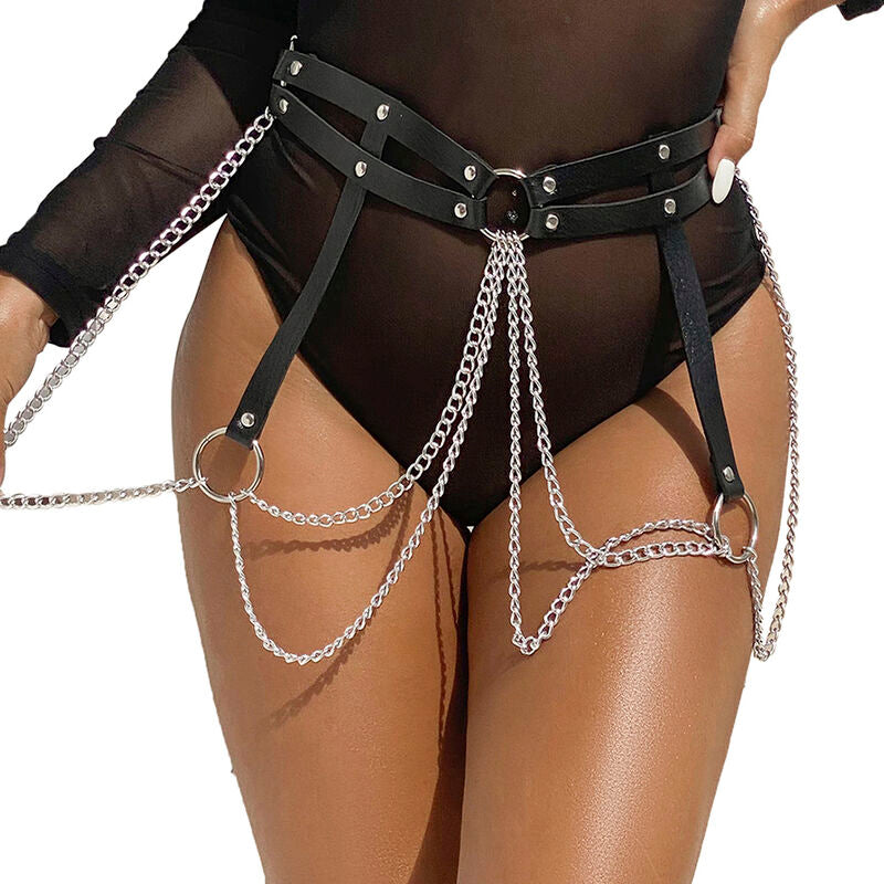 SUBBLIME - LEATHER RING CHAINBELT BLACK ONE SIZE - 11