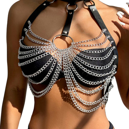 SUBBLIME - CHEST HARNESS WITH BIG RING CHAINS ONE SIZE - 1
