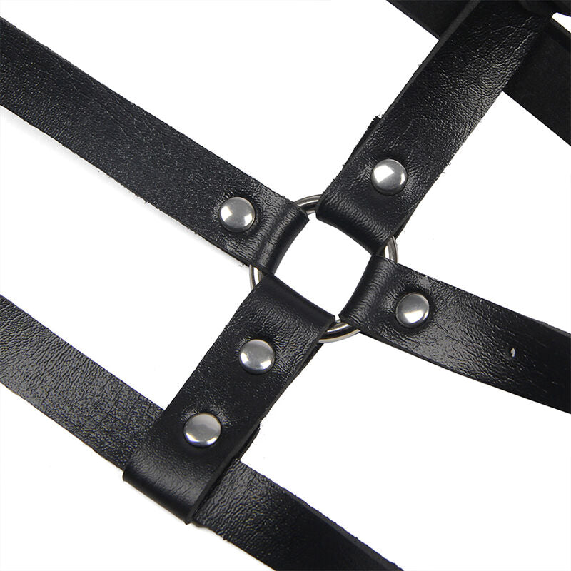 SUBBLIME - LEATHER RING CHEST HARNESS BLACK ONE SIZE - 8