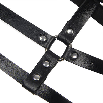 SUBBLIME - LEATHER RING CHEST HARNESS BLACK ONE SIZE - 8