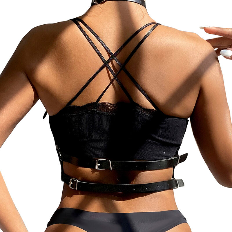 SUBBLIME - LEATHER RING CHEST HARNESS BLACK ONE SIZE - 7