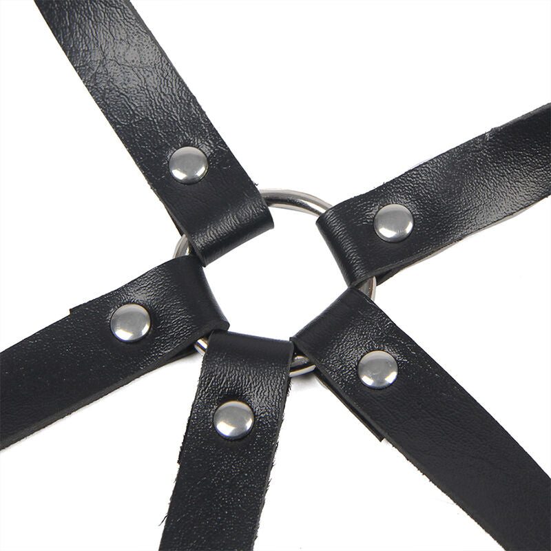 SUBBLIME - LEATHER RING CHEST HARNESS BLACK ONE SIZE - 5