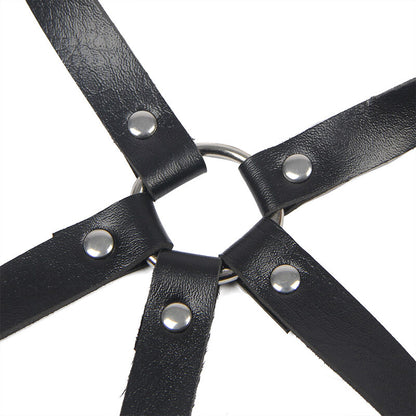 SUBBLIME - LEATHER RING CHEST HARNESS BLACK ONE SIZE - 5