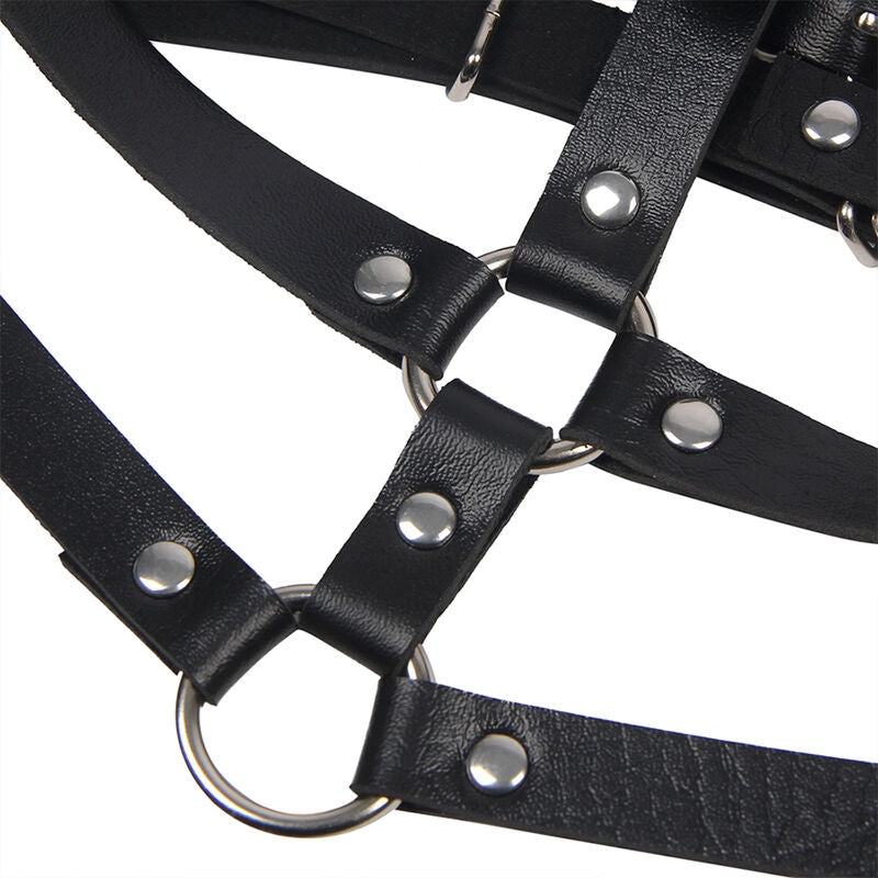 SUBBLIME - LEATHER RING CHEST HARNESS BLACK ONE SIZE - 3