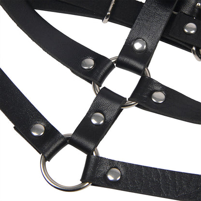 SUBBLIME - LEATHER RING CHEST HARNESS BLACK ONE SIZE - 3