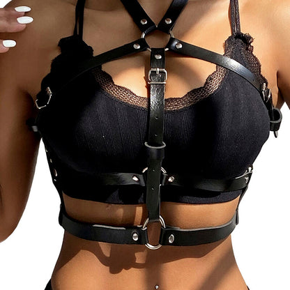 SUBBLIME - LEATHER RING CHEST HARNESS BLACK ONE SIZE - 11