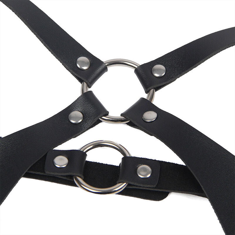 SUBBLIME - FULL BODY HARNESS WITH LEATHER BUCKLES BLACK ONE SIZE - 10