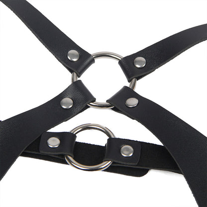 SUBBLIME - FULL BODY HARNESS WITH LEATHER BUCKLES BLACK ONE SIZE - 10