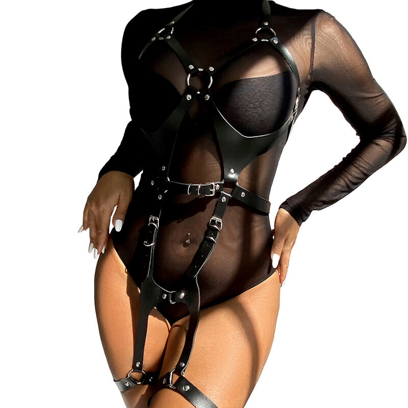 SUBBLIME - FULL BODY HARNESS WITH LEATHER BUCKLES BLACK ONE SIZE - 8
