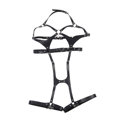 SUBBLIME - FULL BODY HARNESS WITH LEATHER BUCKLES BLACK ONE SIZE - 5