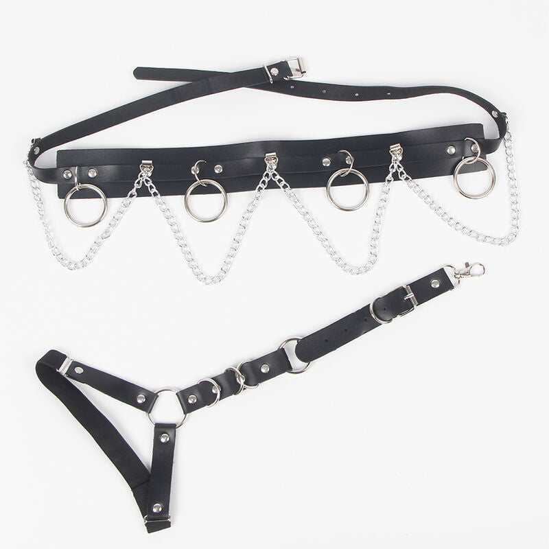 SUBBLIME - BELT AND GARTER HARNESS WITH RINGS AND CHAINDETAIL ONE SIZE - 7