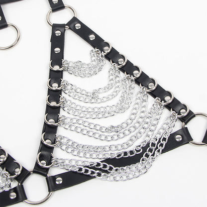 SUBBLIME - HARNESS BRA AND NECKLACE WITH CHAINS ONE SIZE - 4