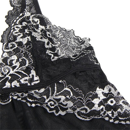 SUBBLIME - BABYDOLL IN TULLE FABRIC WITH LACE ON THE CHEST L/XL