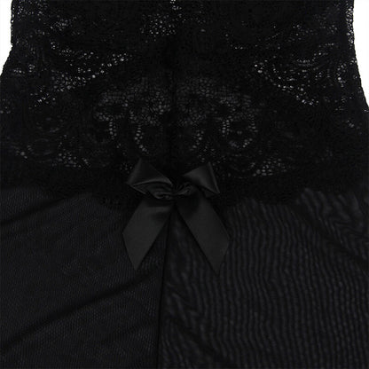 Sublime - Babydoll in tulle with lace and flower details, black, L/XL