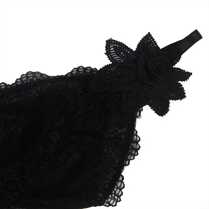 SUBBLIME - BABYDOLL TULLE FABRIC WITH LACE AND FLOWER DETAIL BLACK L/XL - 4