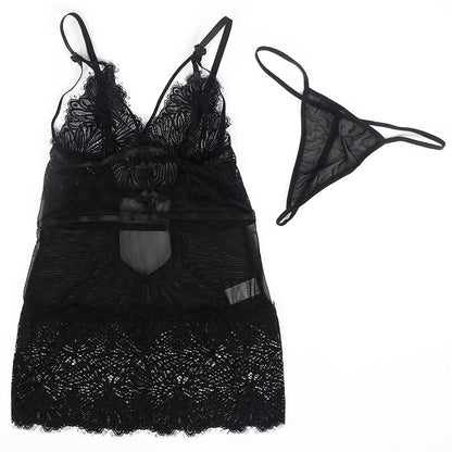 SUBBLIME - BABYDOLL WITH ADJUSTABLE STRAPS IN BLACK LACE L/XL