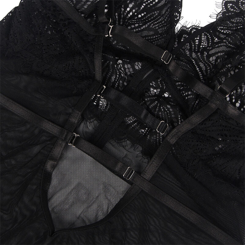 SUBBLIME - BABYDOLL WITH ADJUSTABLE STRAPS IN BLACK LACE L/XL