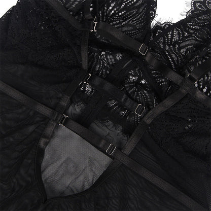 SUBBLIME - BABYDOLL WITH ADJUSTABLE STRAPS IN BLACK LACE L/XL