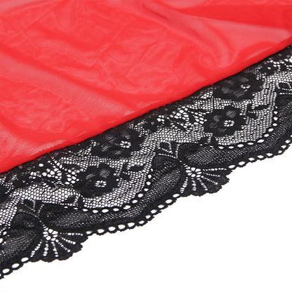 SUBBLIME - TRANSPARENT FABRIC ROBE WITH LACE DETAIL RED L/XL - S/M - 25