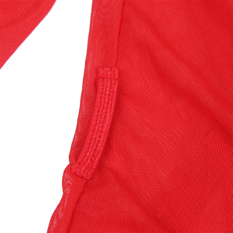 SUBBLIME - TRANSPARENT FABRIC ROBE WITH LACE DETAIL RED L/XL - S/M - 23