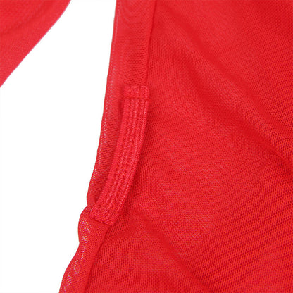 SUBBLIME - TRANSPARENT FABRIC ROBE WITH LACE DETAIL RED L/XL - S/M - 23