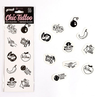 SECRET PLAY - SET OF 10 SPICY COLLECTION TEMPORARY TATTOOS - 1