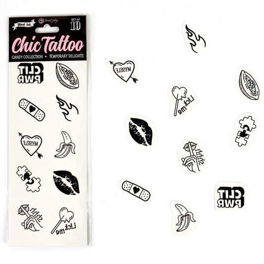 SECRET PLAY - SET OF 10 CANDY COLLECTION TEMPORARY TATTOOS - 1
