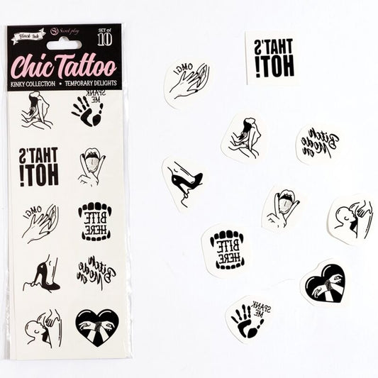 SECRET PLAY - SET OF 10 TEMPORARY TATTOOS KINKY COLLECTION - 1