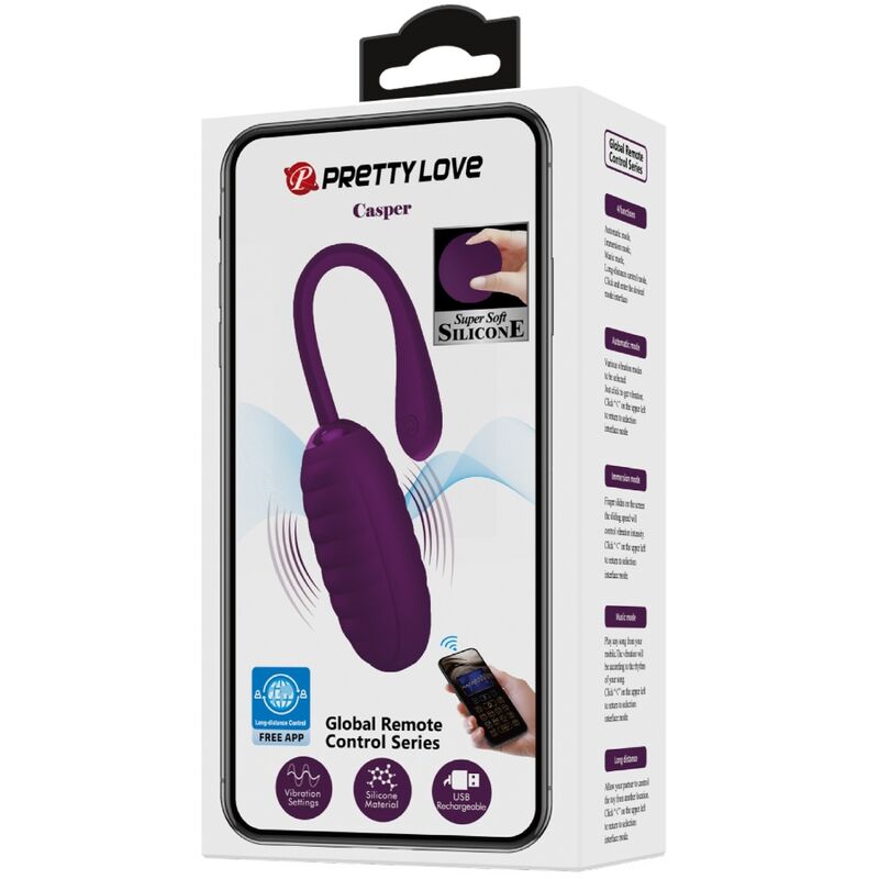 PRETTY LOVE - CASPER PURPLE RECHARGEABLE VIBRATING EGG - 6