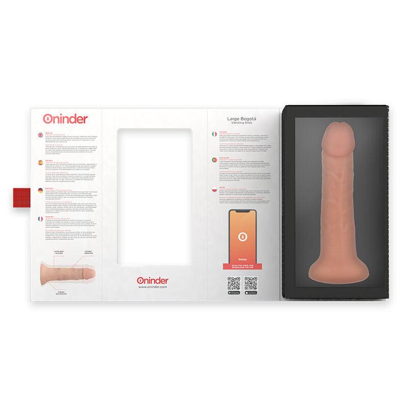 ONINDER - LARGE BOGOTÁ VIBRATOR DILDO 9 SPEEDS NATURAL 22 CM -O- 4.5 CM - FREE APP - 3