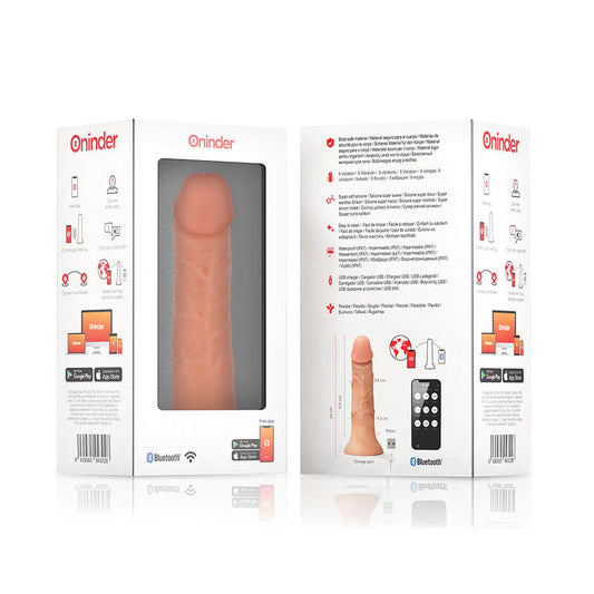 ONINDER - VIBRATEUR BOGOTÁ MOYEN DILDO 9 VITESSES NATUREL 20 CM -O- 4,2 CM - APPLICATION GRATUITE