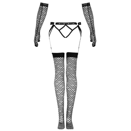 LIVCO CORSETTI FASHION - NEMALIA SET GARTER + STOCKINGS + GLOVES BLACK - 1