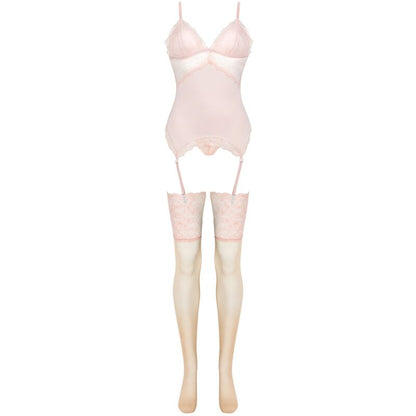 LIVCO CORSETTI FASHION - PERSINNE PEACH CORSET + SLIP + STOCKINGS SET