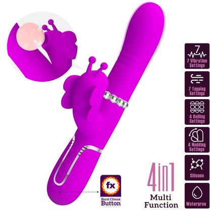 PRETTY LOVE - MULTIFUNCTION RABBIT VIBRATOR 4 IN 1 BUTTERFLY FUCHSIA - 5