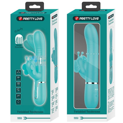PRETTY LOVE - MULTIFUNCTION RABBIT VIBRATOR 4 IN 1 BUTTERFLY AQUA GREEN - 10