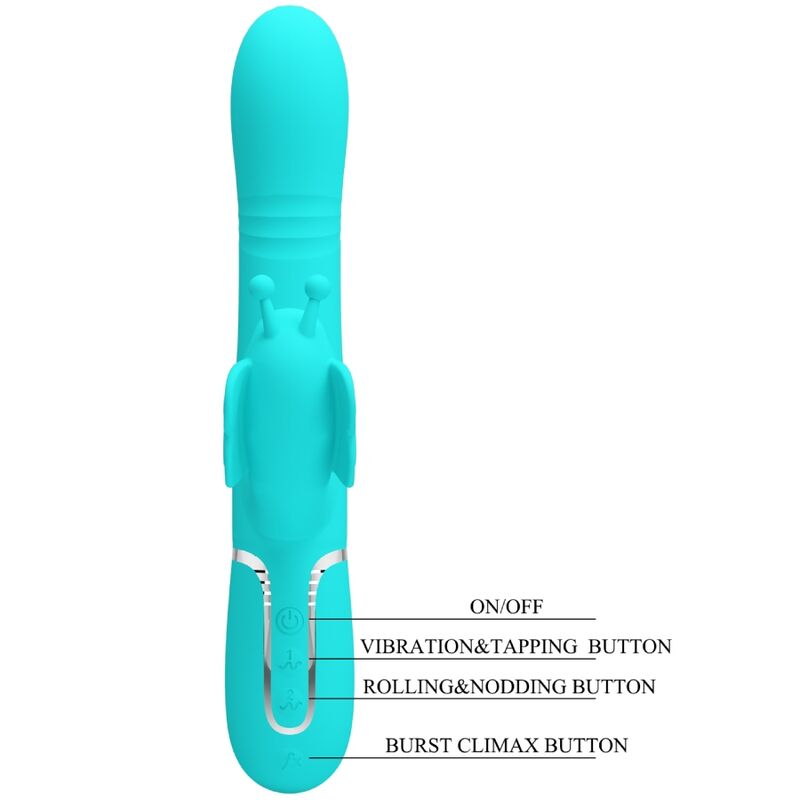 PRETTY LOVE - MULTIFUNCTION RABBIT VIBRATOR 4 IN 1 BUTTERFLY AQUA GREEN - 8