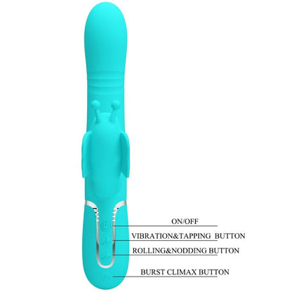 PRETTY LOVE - MULTIFUNCTION RABBIT VIBRATOR 4 IN 1 BUTTERFLY AQUA GREEN - 8