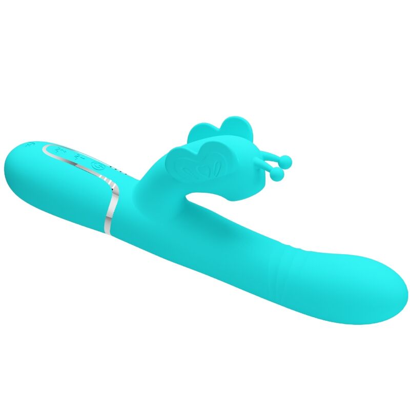 PRETTY LOVE - MULTIFUNCTION RABBIT VIBRATOR 4 IN 1 BUTTERFLY AQUA GREEN - 7