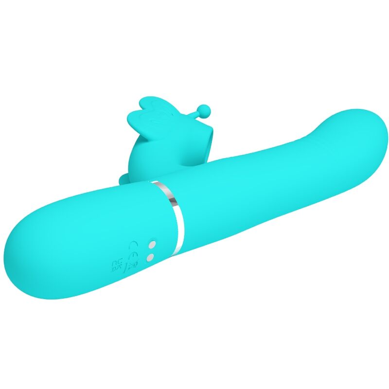 PRETTY LOVE - MULTIFUNCTION RABBIT VIBRATOR 4 IN 1 BUTTERFLY AQUA GREEN - 6