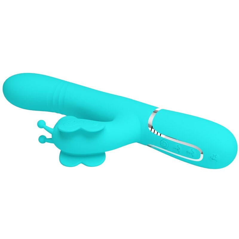 PRETTY LOVE - MULTIFUNCTION RABBIT VIBRATOR 4 IN 1 BUTTERFLY AQUA GREEN - 5